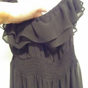 Strapless Black Ruffle Dress